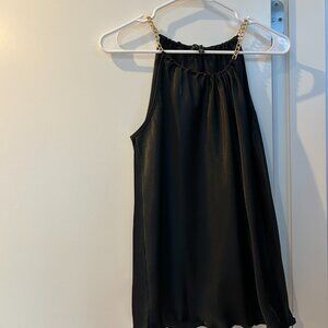 Satin Tank Blouse w/ Chain Strap S
